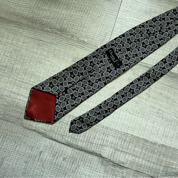 VINTAGE CHRISTIAN DIOR Elegant Blue Patterned Tie Paisley Floral - Picture 6 of 9